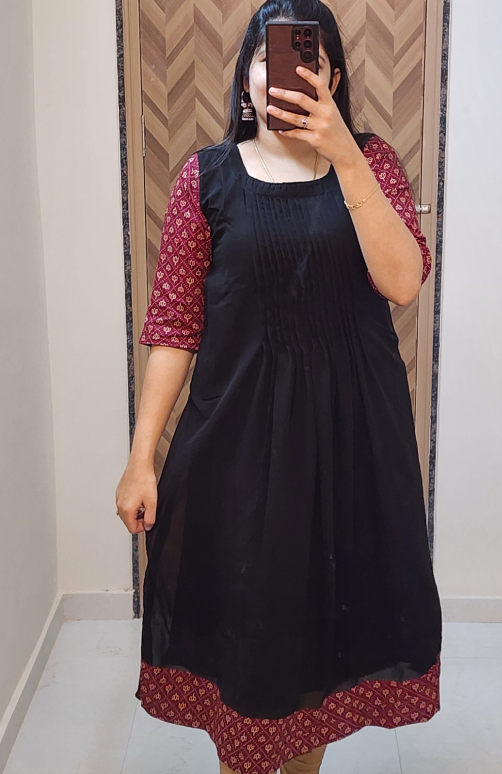 Pleated Georgette kurti -V208