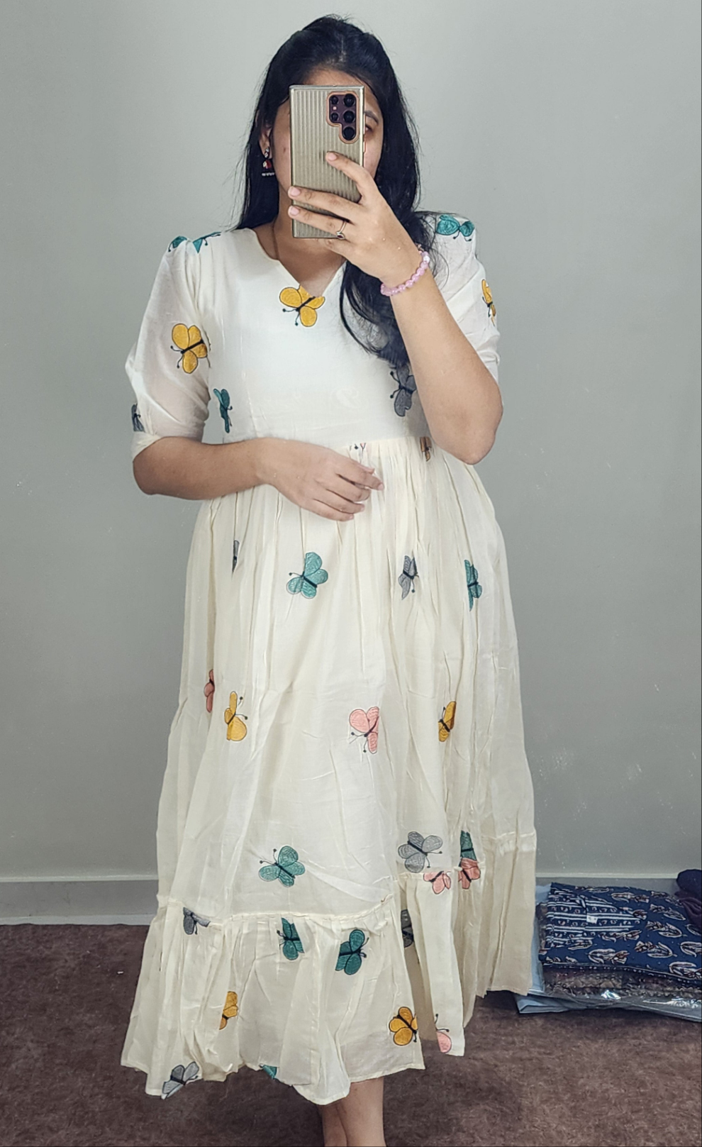 Butterfly Cotton Kurti -V290