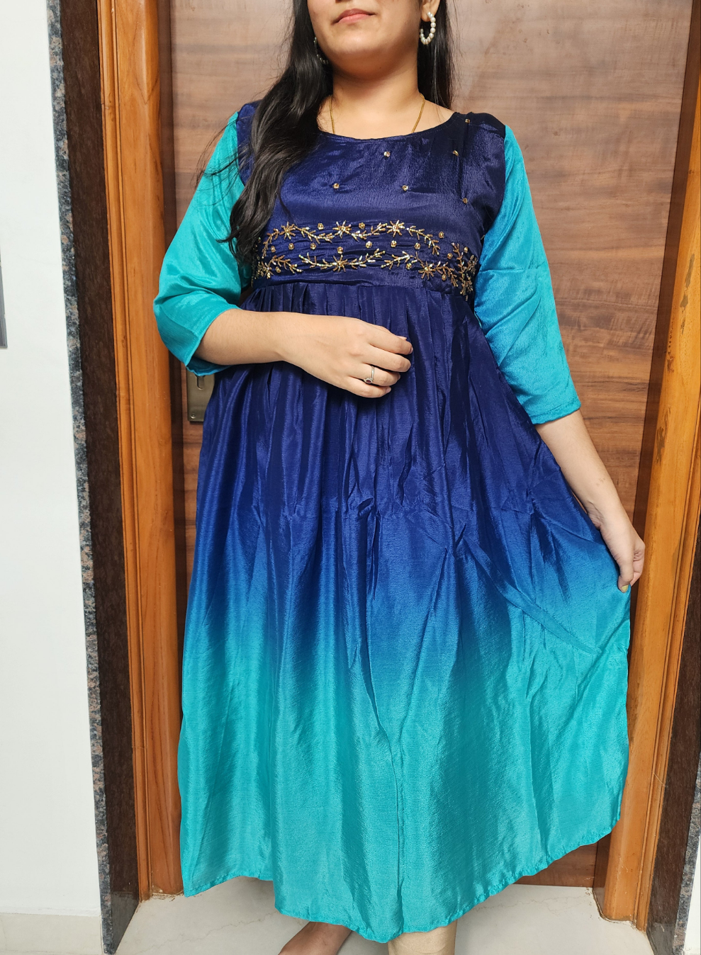 Badri silk Tie and Dye Frock kurti -V301