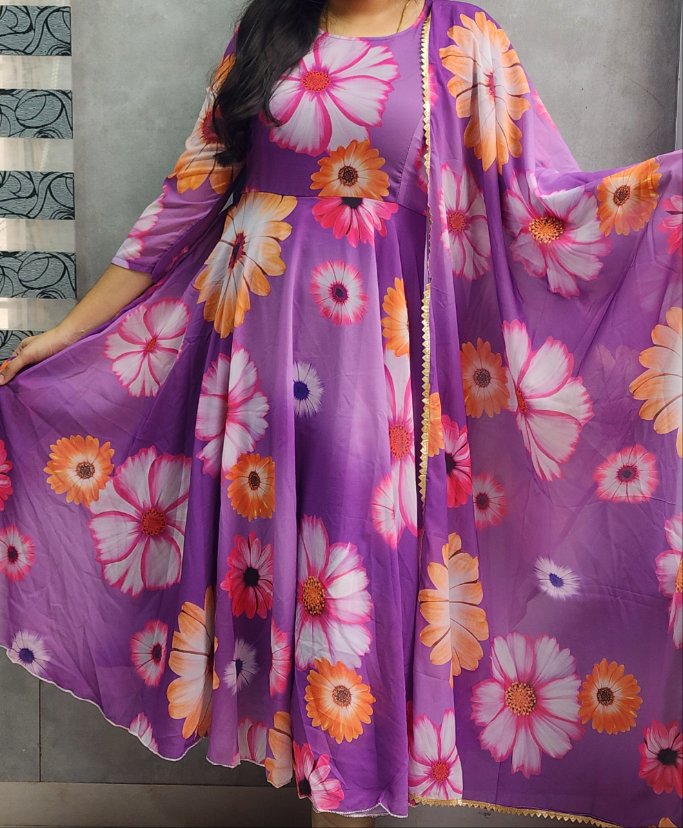 Flower Dress with dupatta -V401