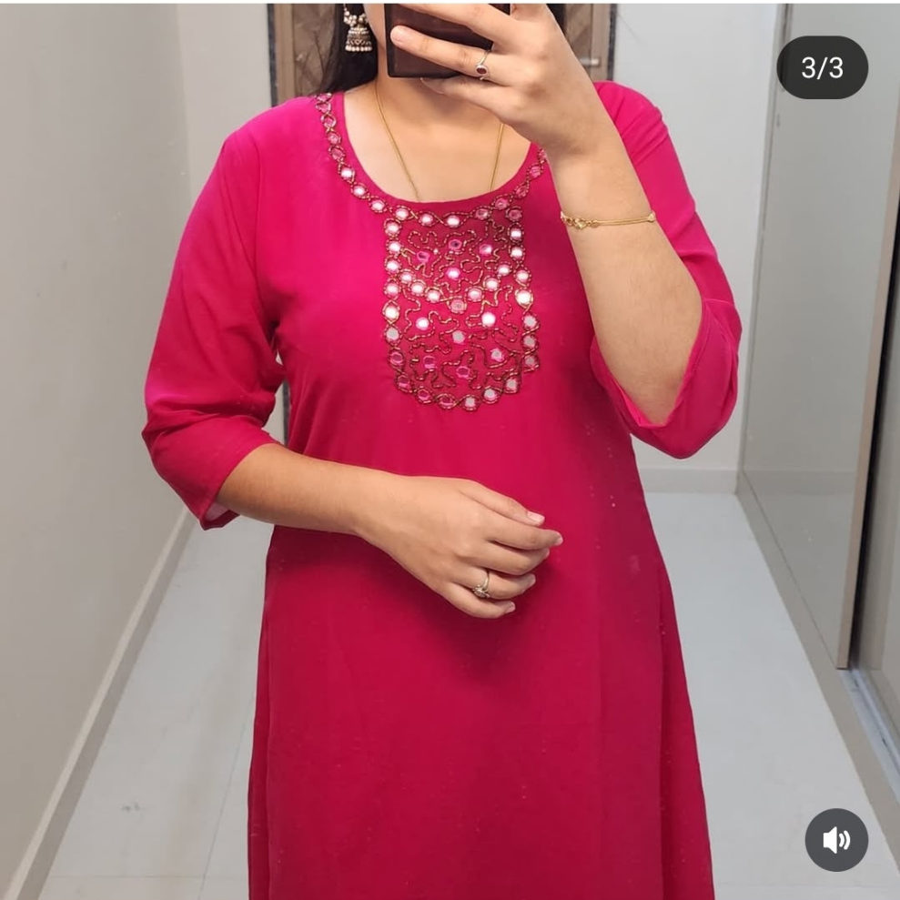 Georgette Mirrorwork kurti -V231