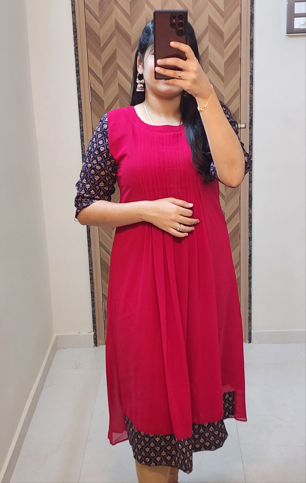 Pleated Georgette kurti -V208