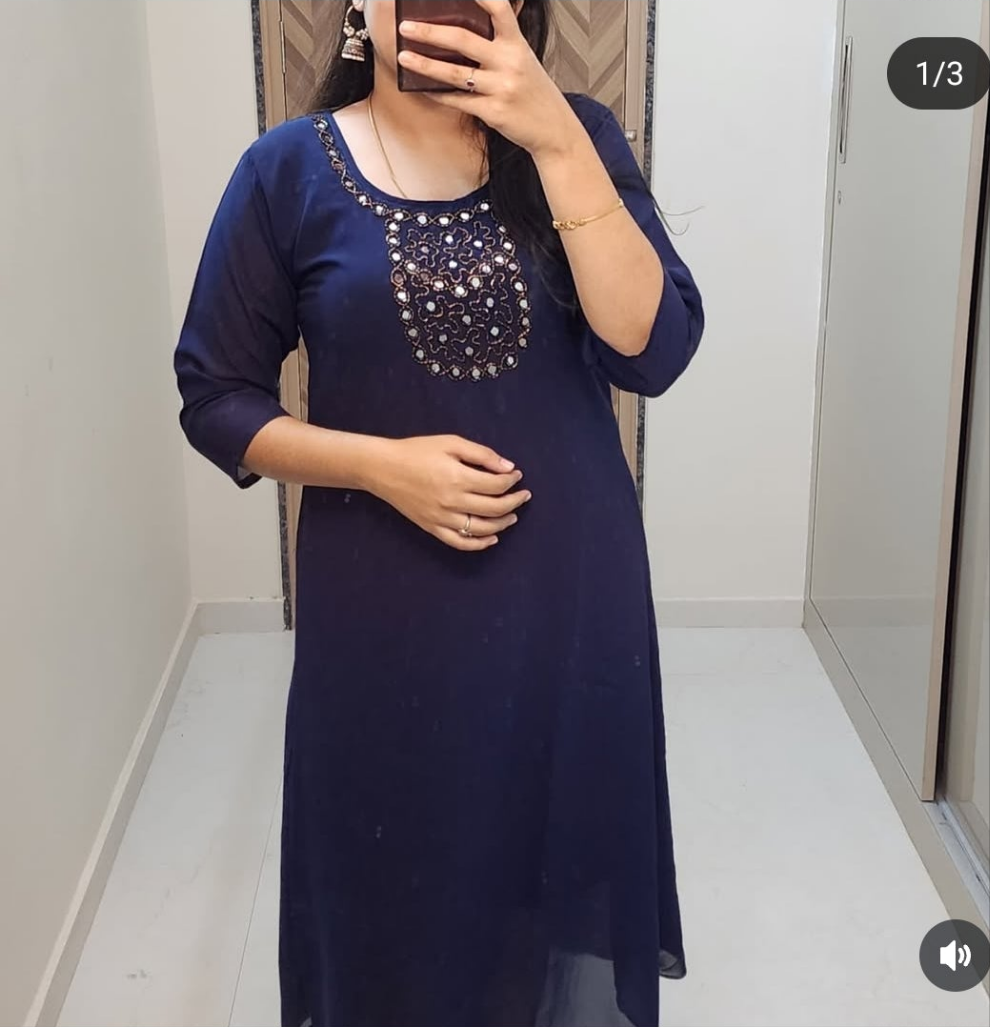 Georgette Mirrorwork kurti -V231