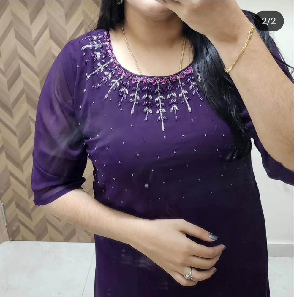 Georgette Handwork kurti -V232