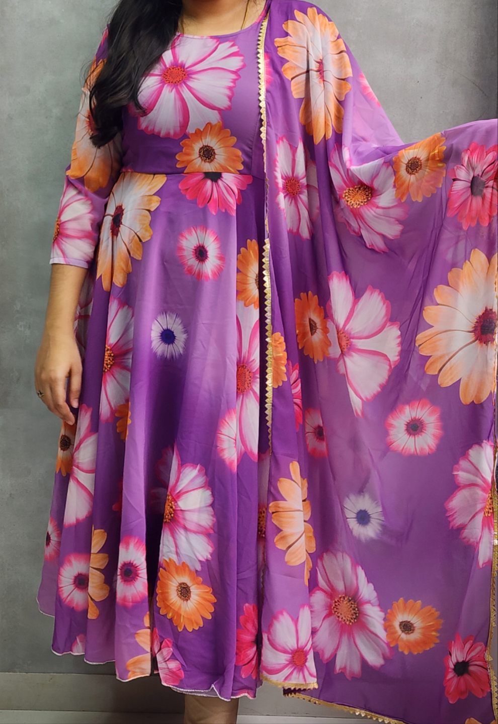 Flower Dress with dupatta -V401