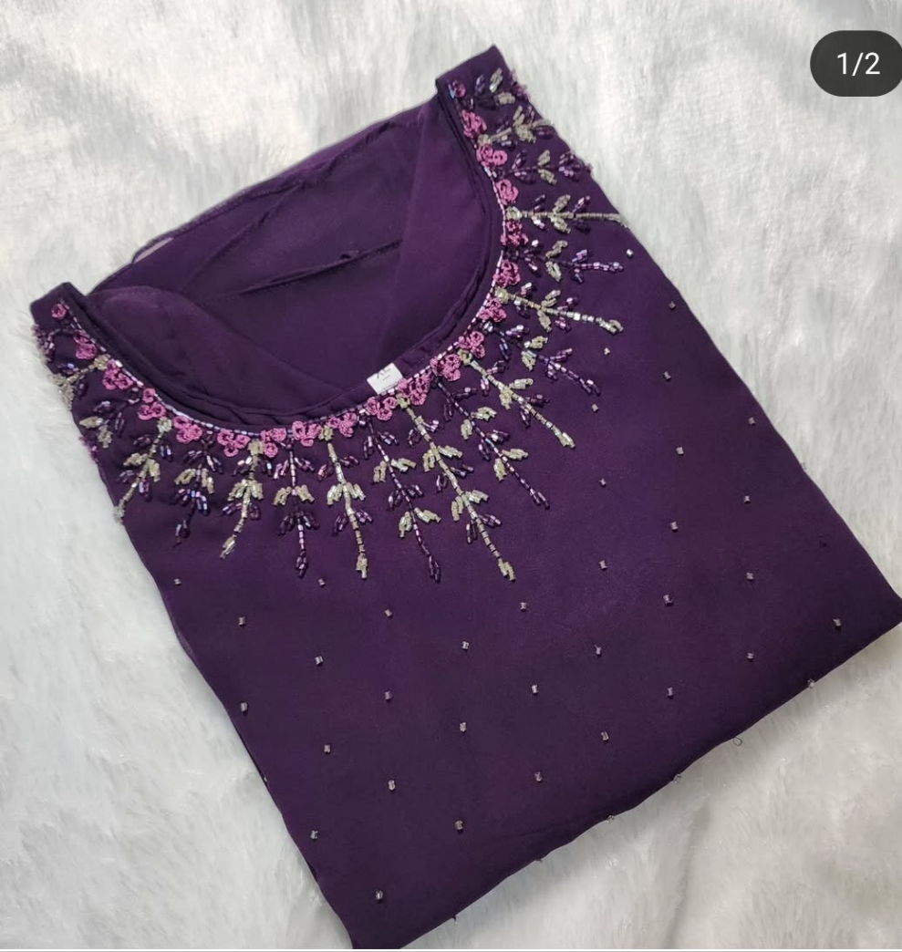 Georgette Handwork kurti -V232