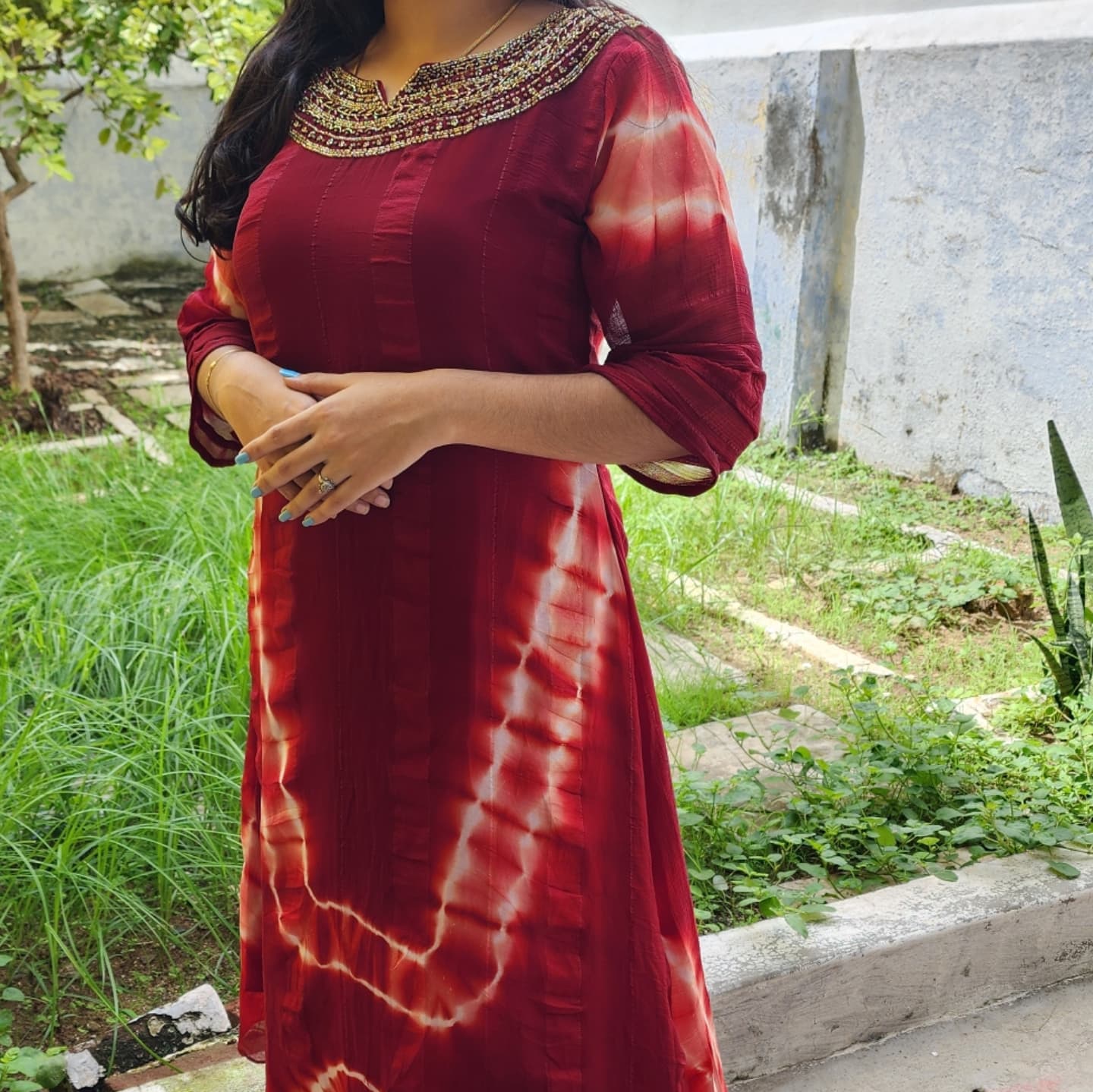 Shibori Print Georgette Kurti -V151