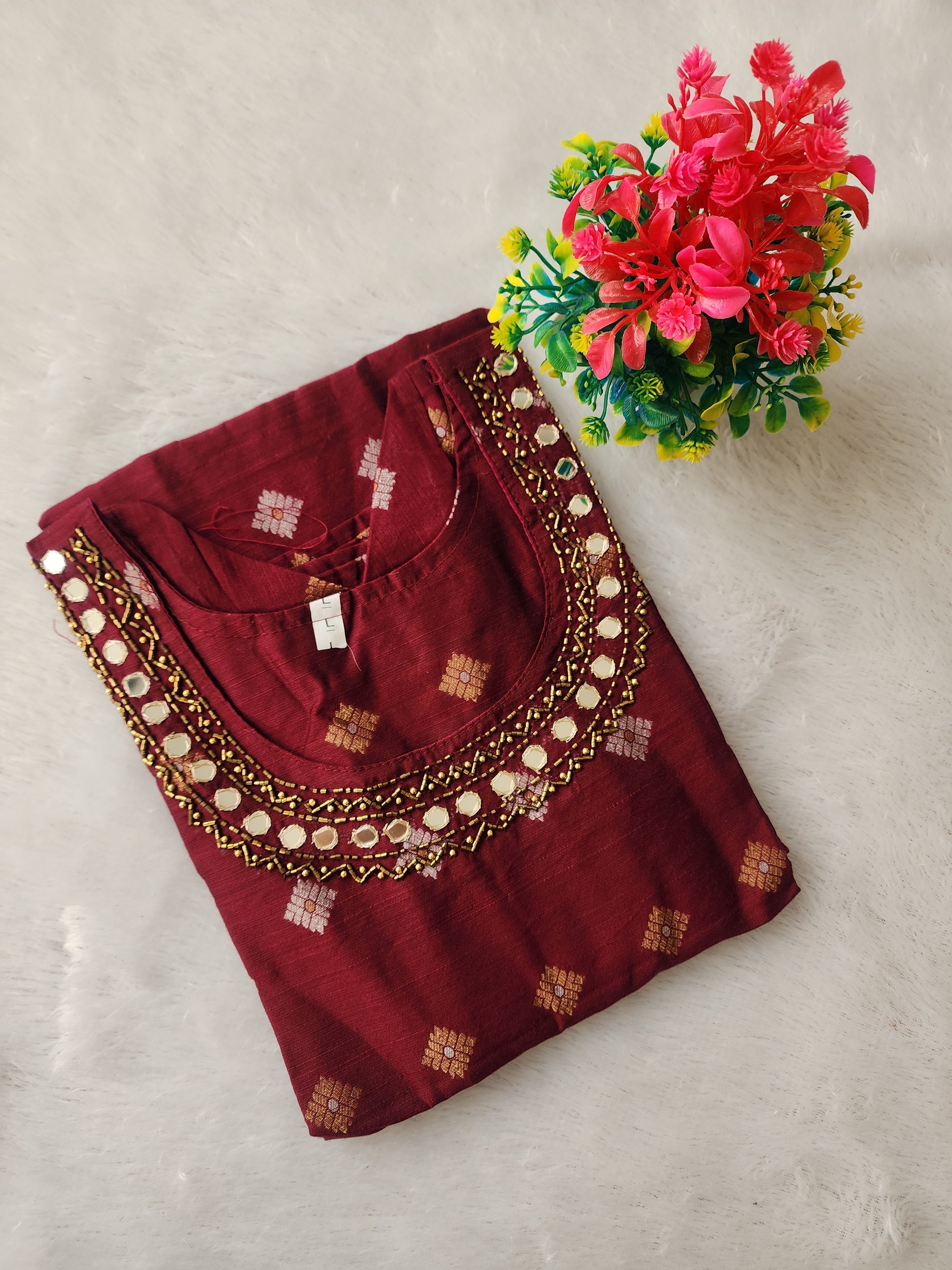 Handwork silk kurti -V444