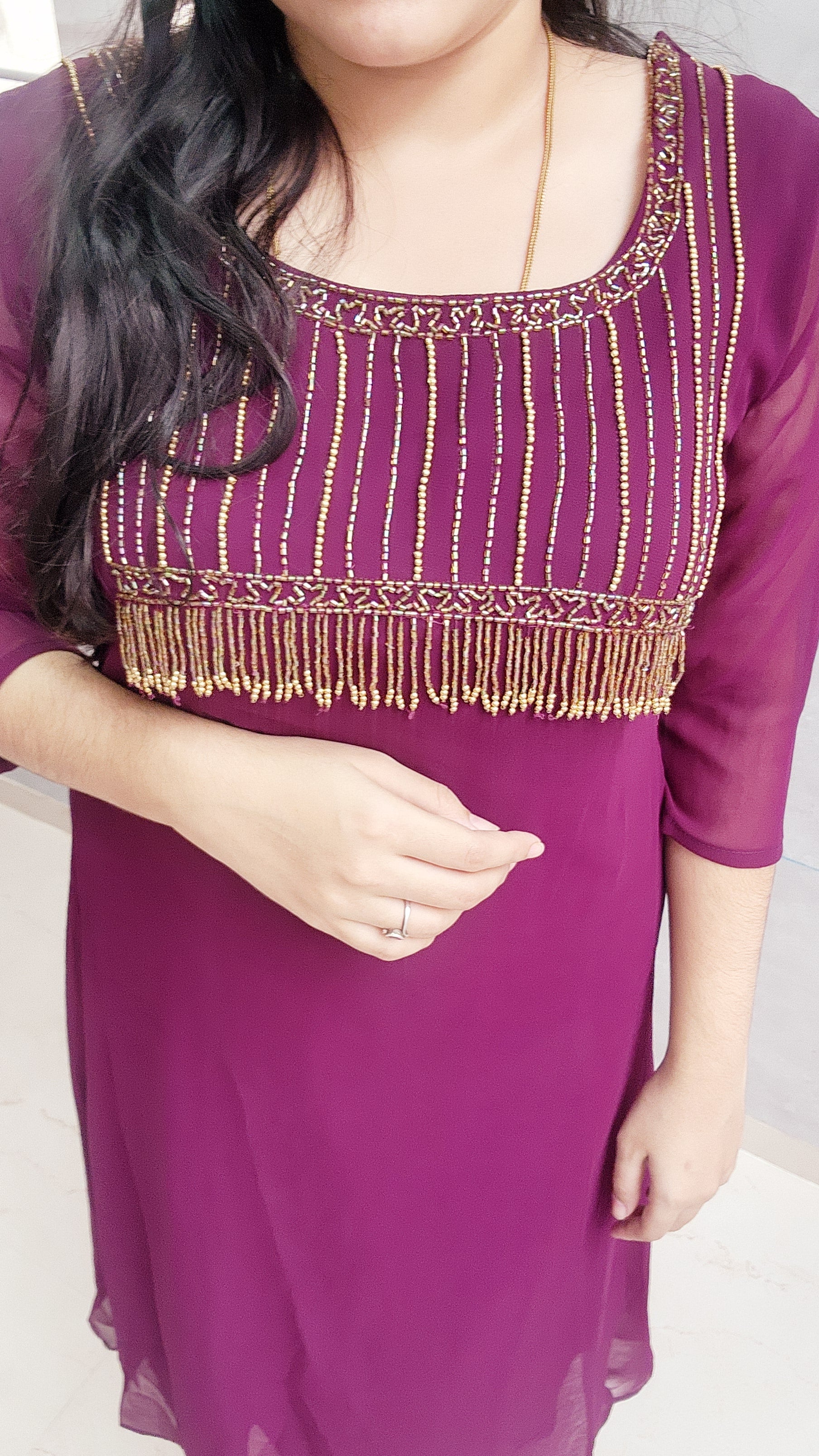 Georgette Handwork kurti-V427