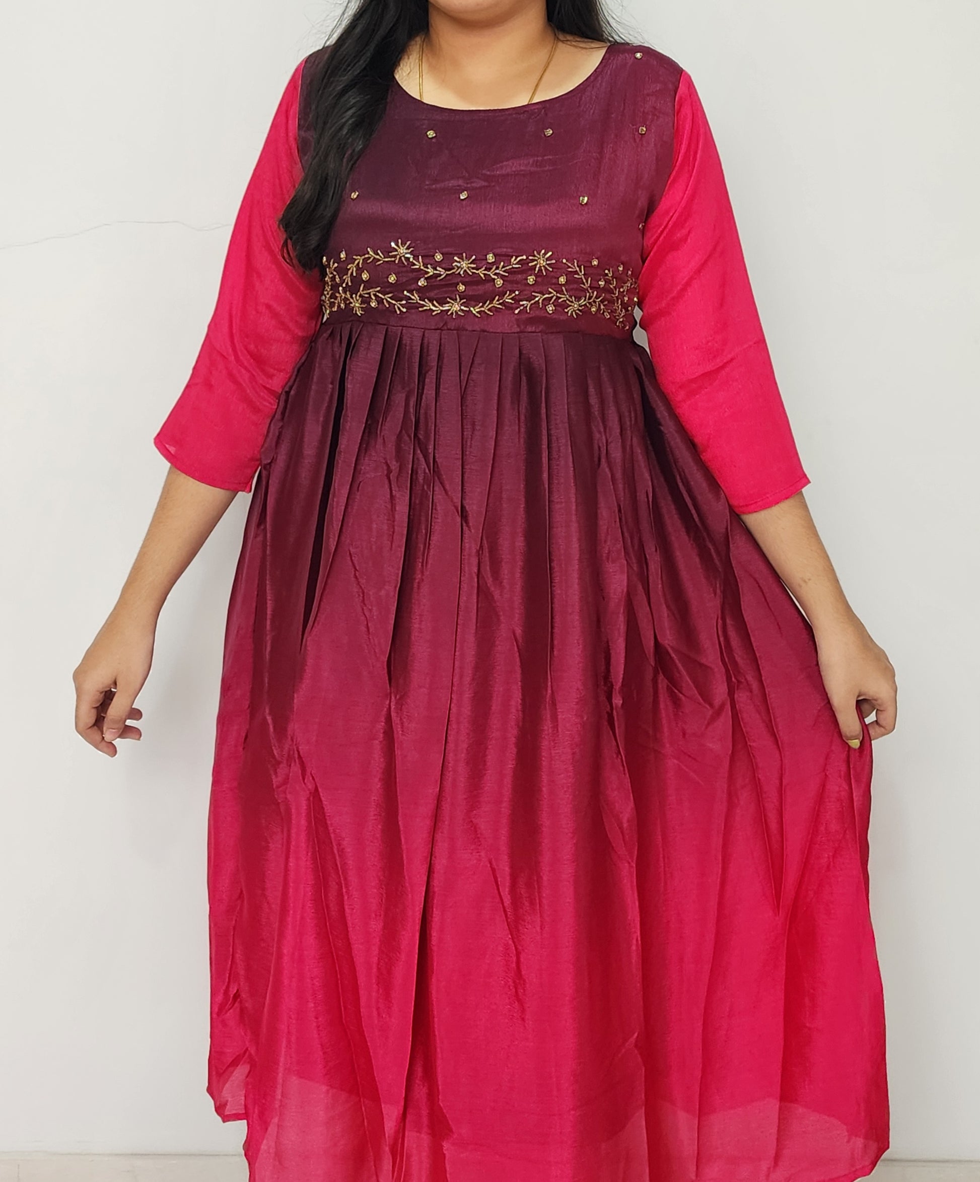 Badri silk Tie and Dye Frock kurti -V301