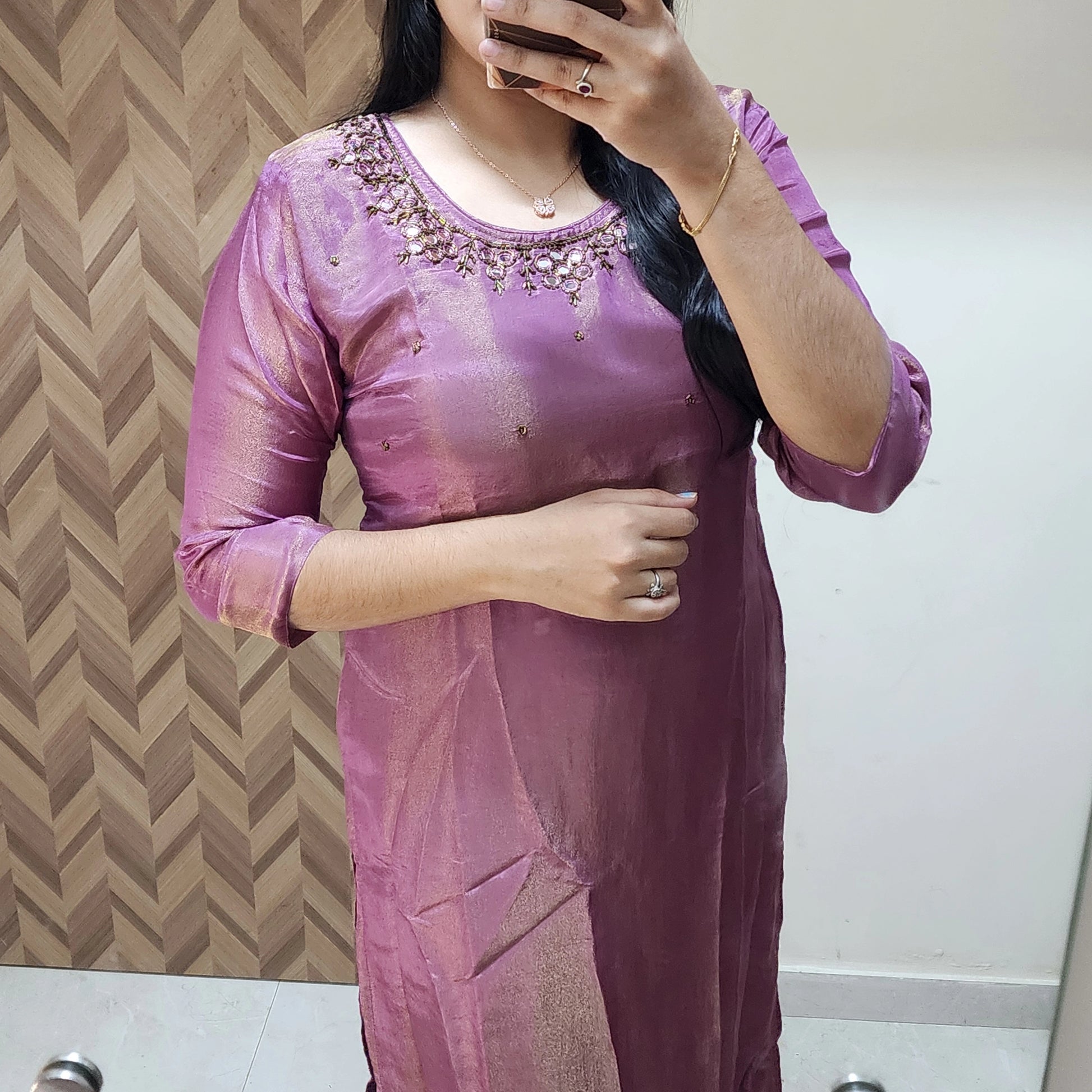 Shining Georgette side slit kurti -V118