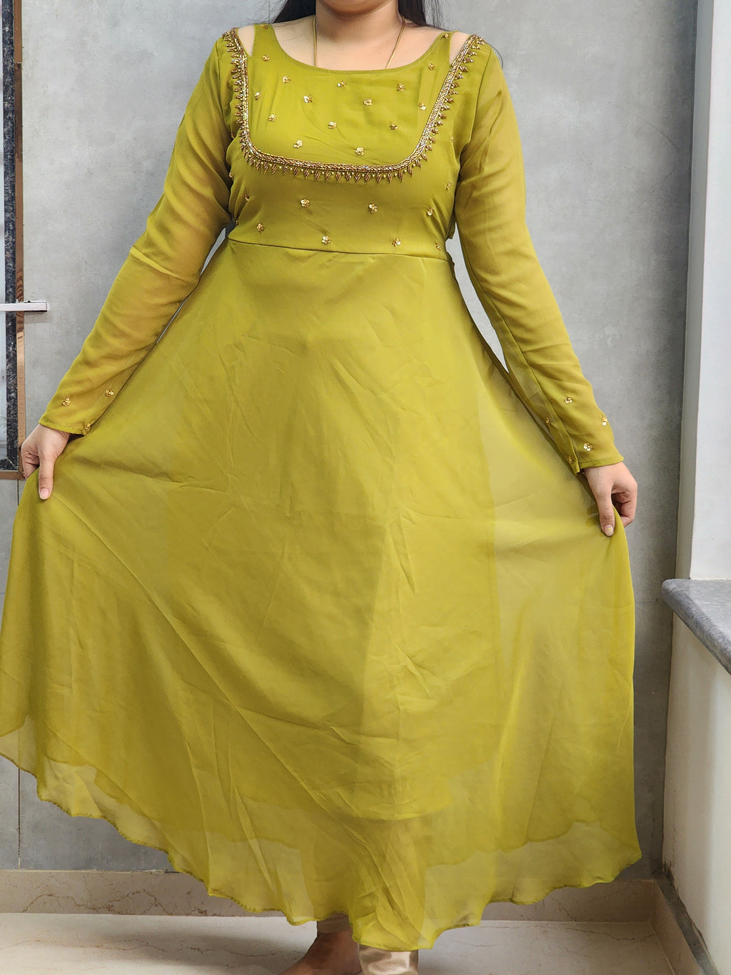 Georgette Handwork kurti-V421