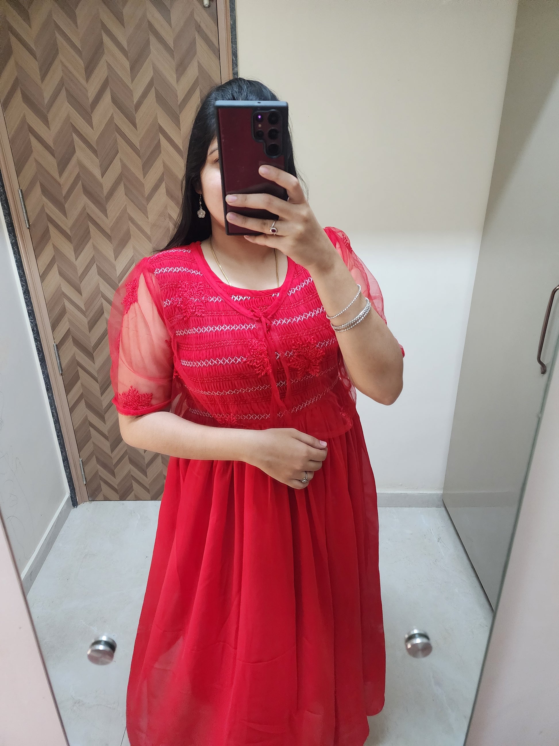 Smokey Georgette With Removable Shrug - V200