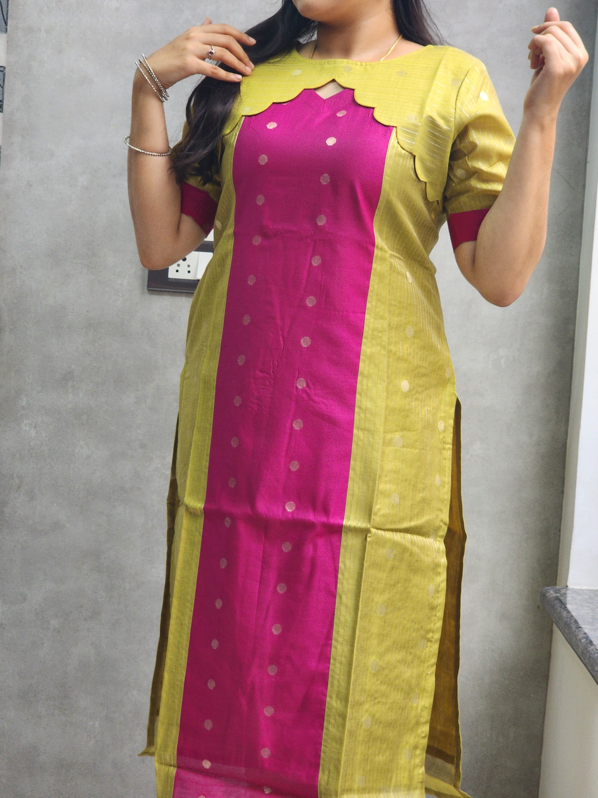 Raw silk kurti -V410