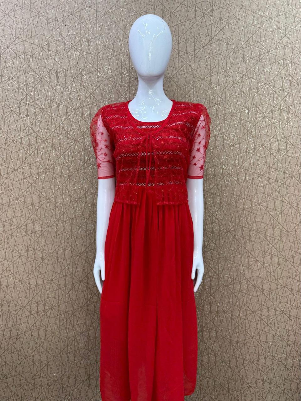 Smokey Georgette With Removable Shrug - V200
