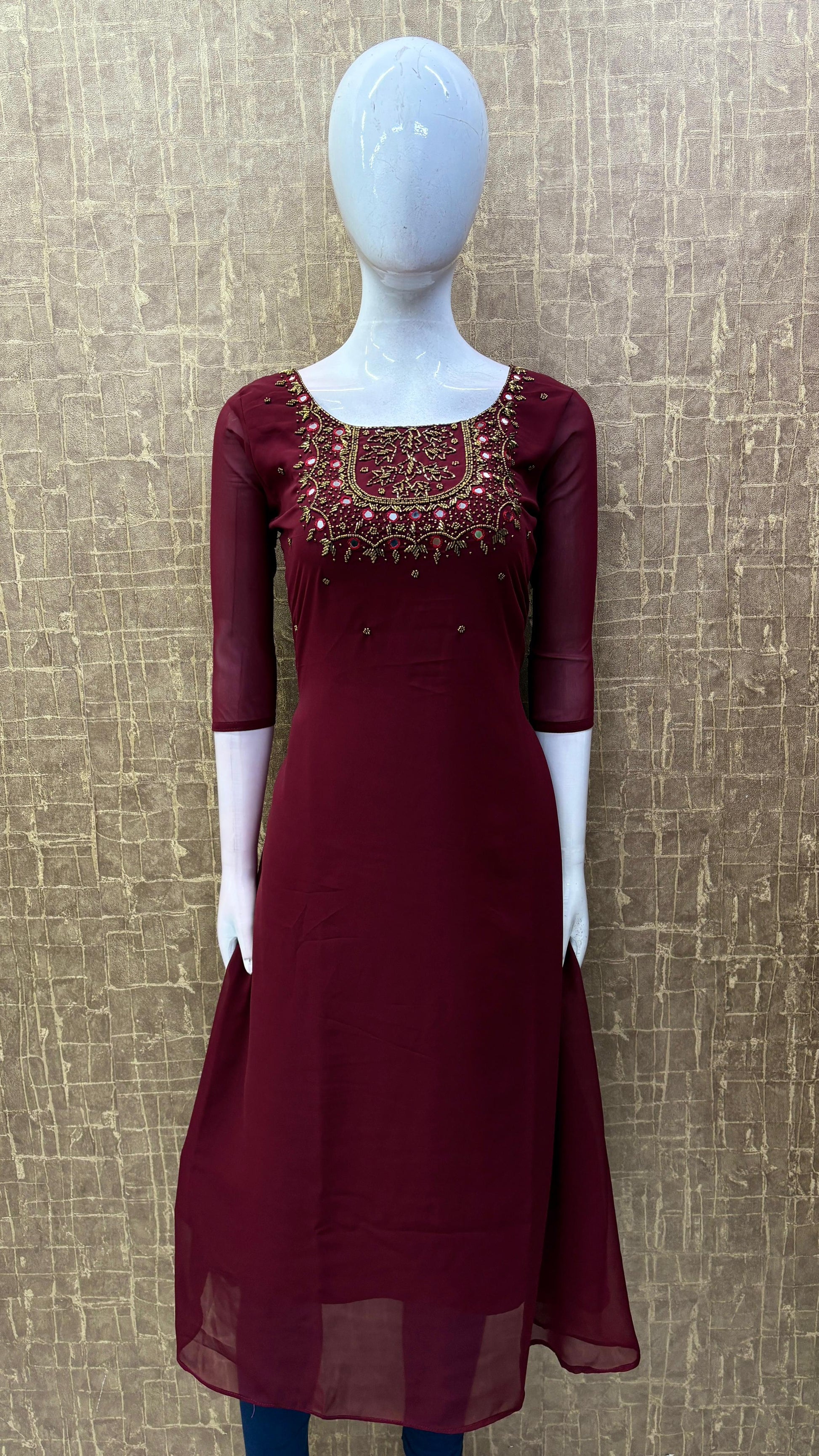 Heavy Handwork Georgette Kurti -V152