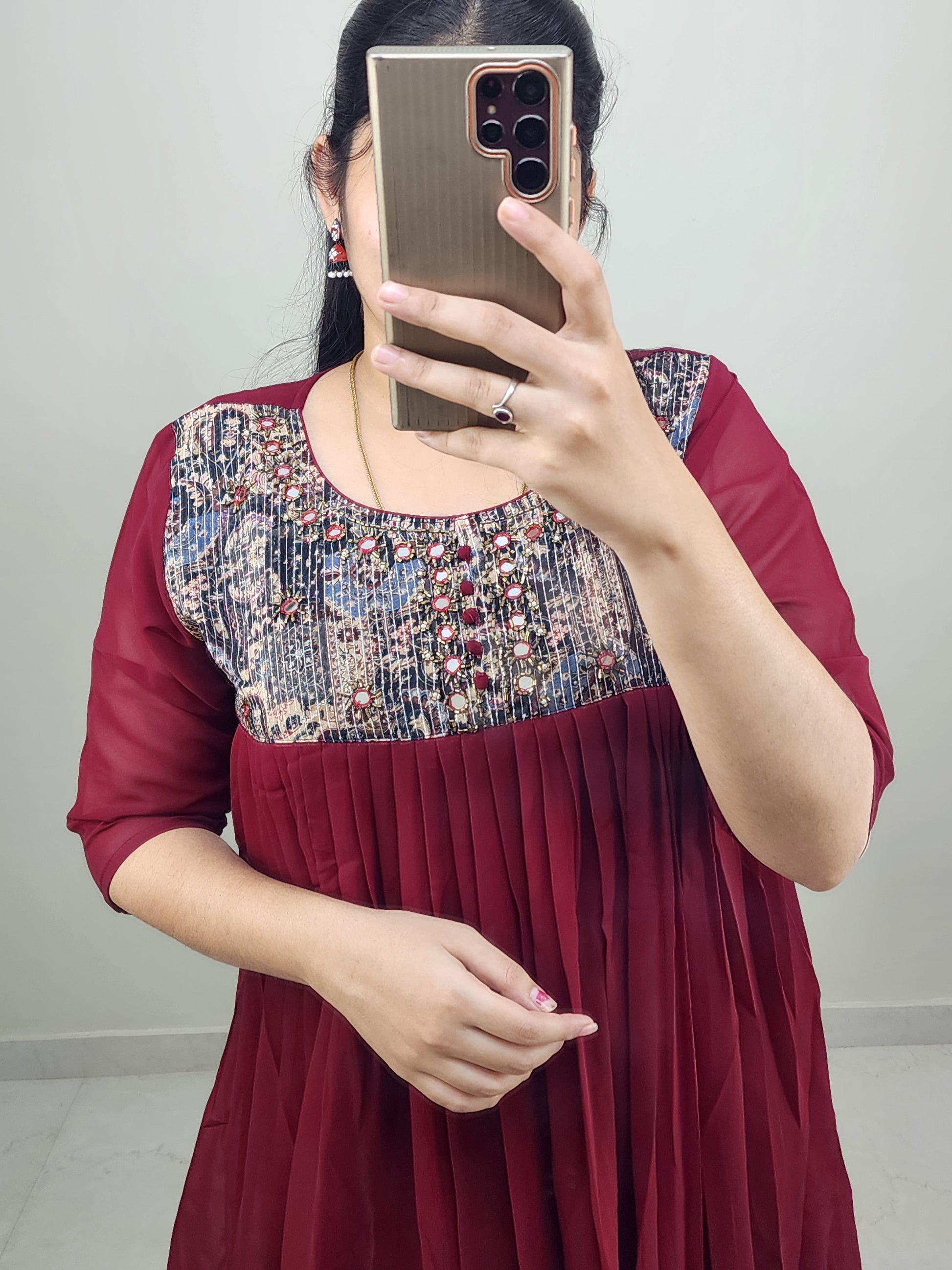 Georgette Handwork kurti-V316