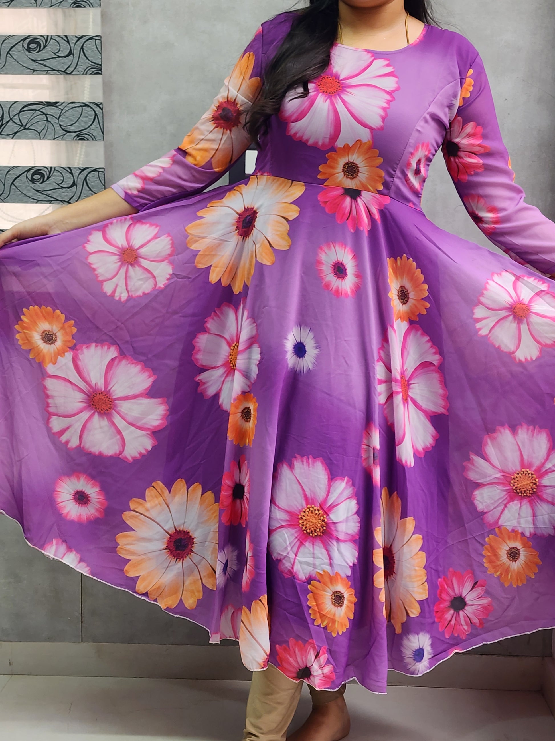 Flower Dress with dupatta -V401