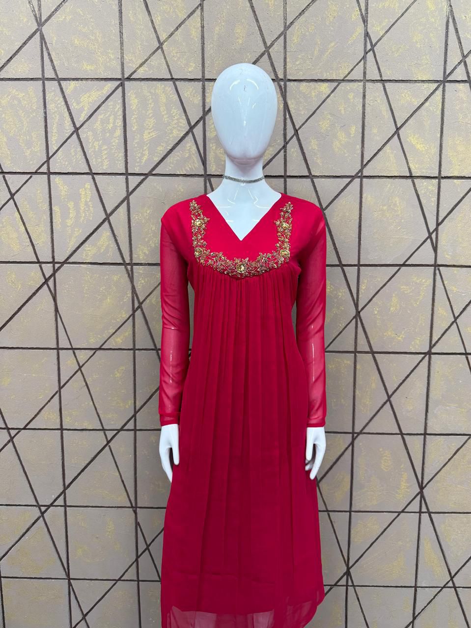 Georgette Handwork kurti -V439