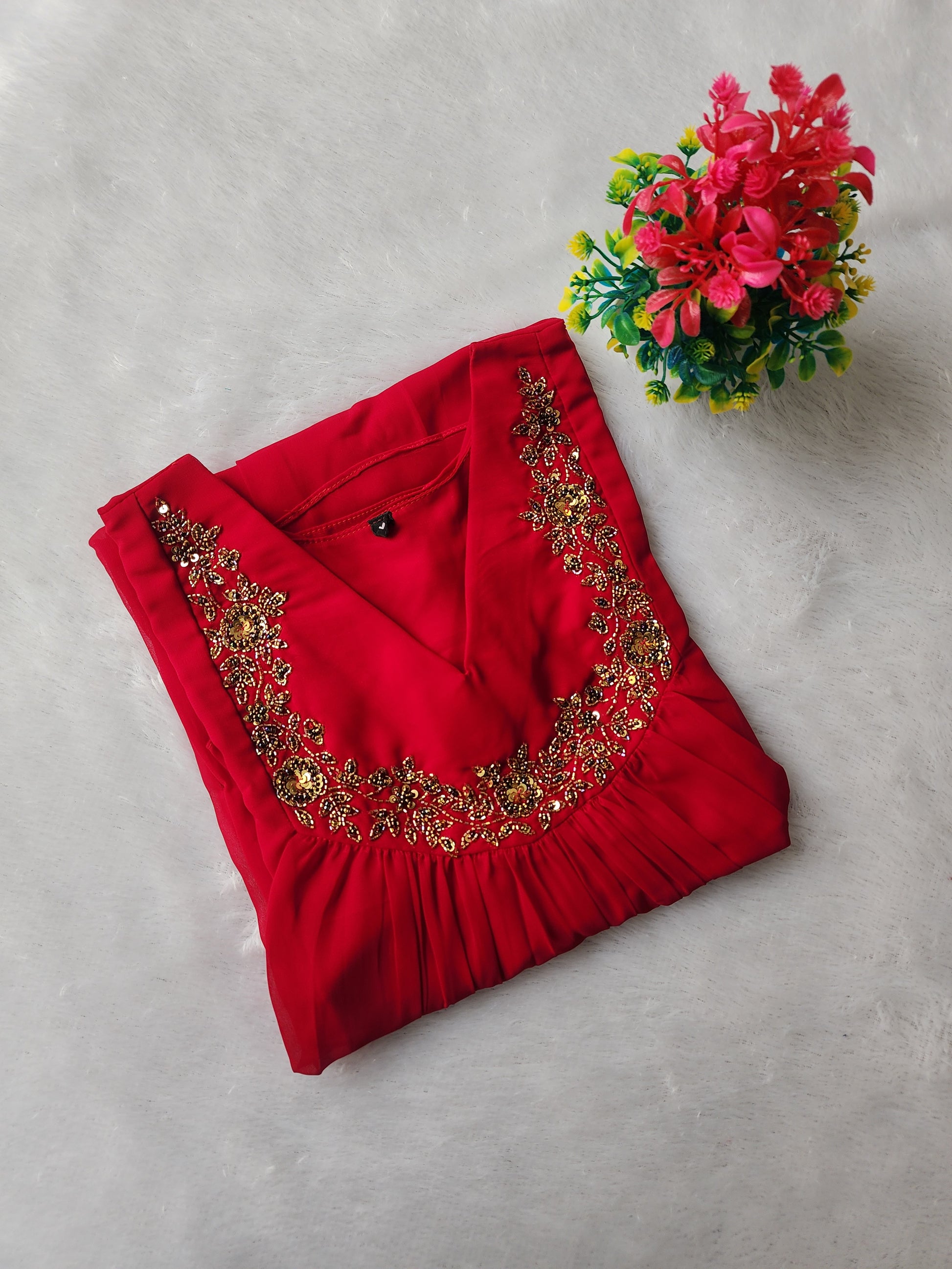 Georgette Handwork kurti -V439