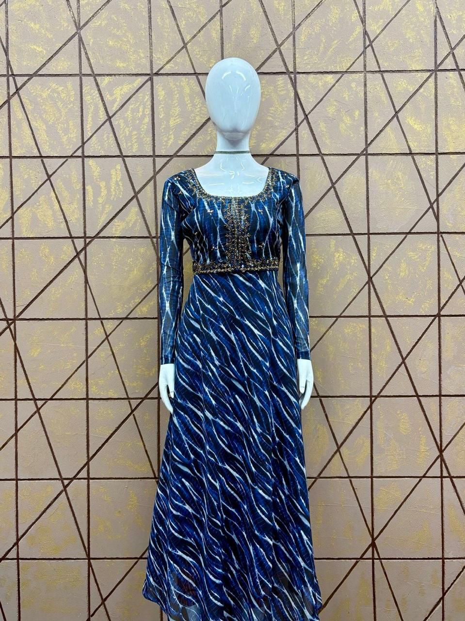 Heavy Flared Georgette Handwork kurti - V201